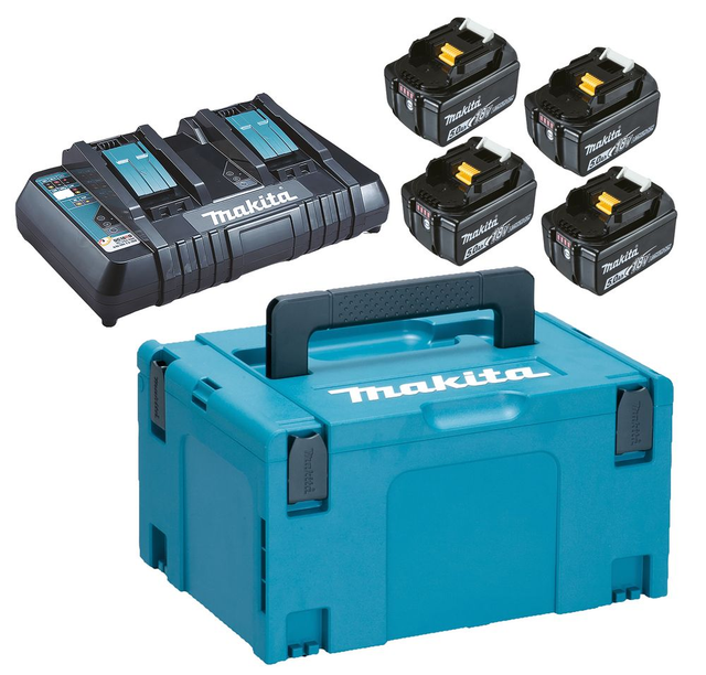 Kit de fuente de alimentacion  MAKITA  4 Baterías  18V   5,0Ah y Cargador Doble