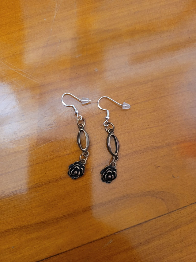 Boucles d'oreilles - roses - Crochet en Argent