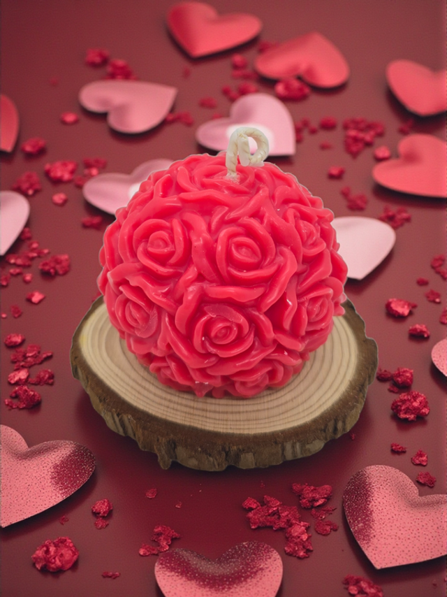 Bougie Saint-Valentin – Bouquet de Roses Ardentes (édition moulée)