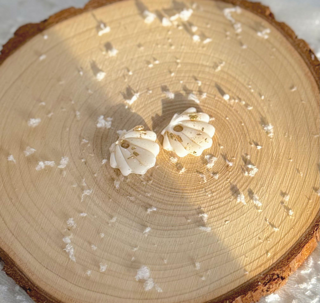 Pampilles coquillage (blanc & or)