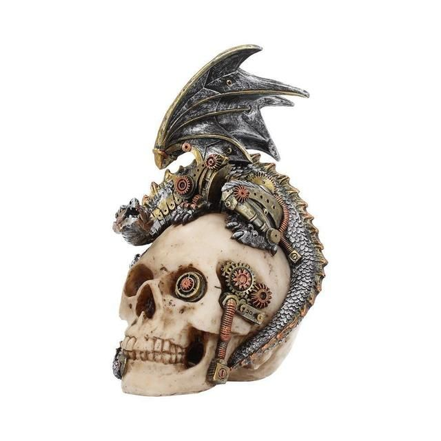 Nemesis Now Steel Wing Skull Figurine 25cm Silver