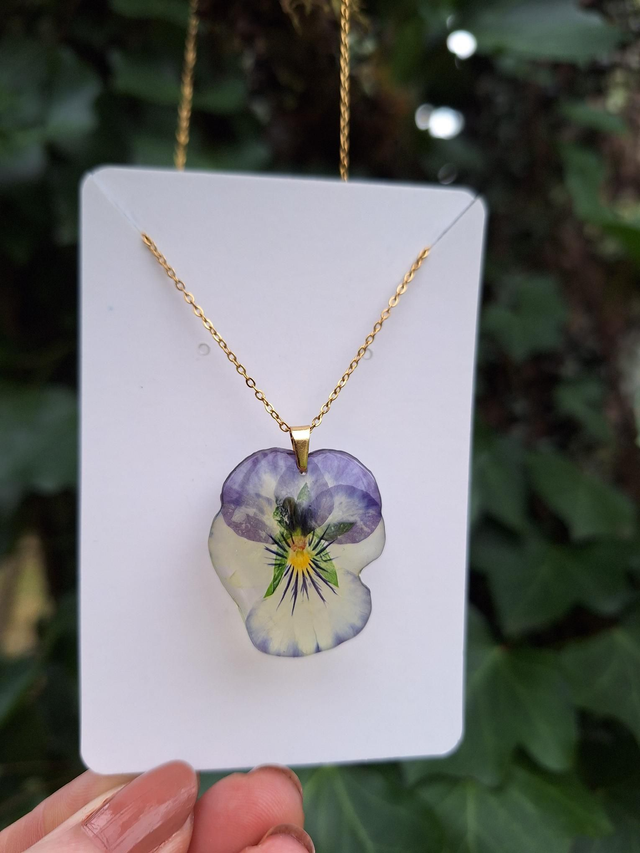Collier petite Pensée • Viola cornuta • doré 
