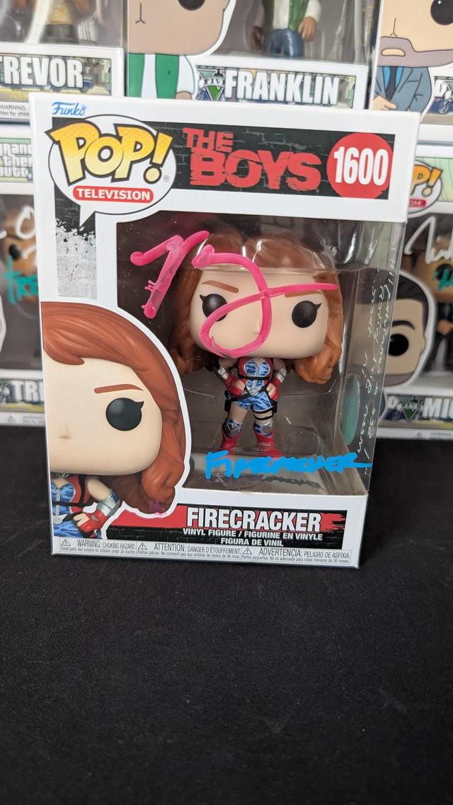 Funko Pop The Boys Firecracker 1600 Signed By Valorie Curry with Monopoly Events COA