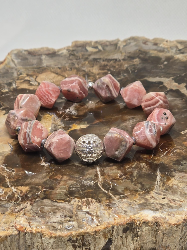 Bracelet Rhodochrosite XL à facettes 