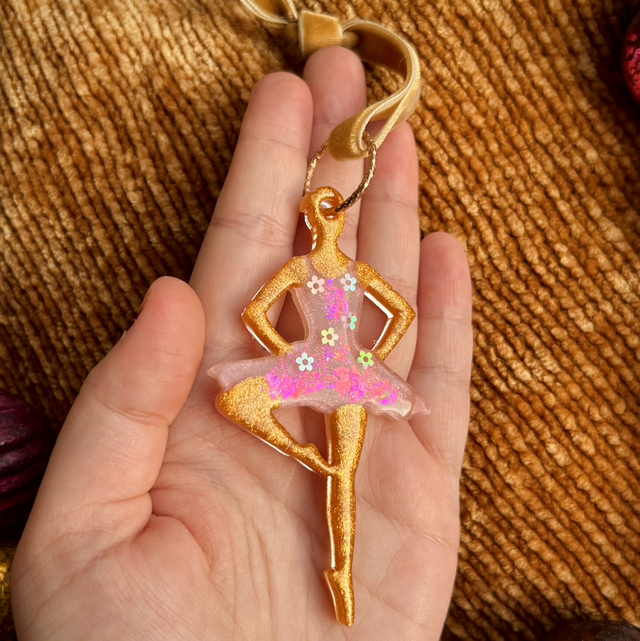 Ballerina Decoration - Gold and Pink