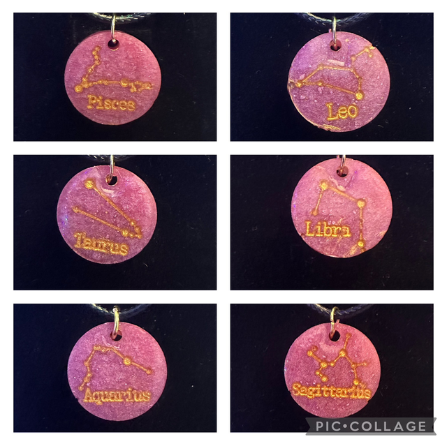 Resin Zodiac Galaxy Pendant Necklace - Pink