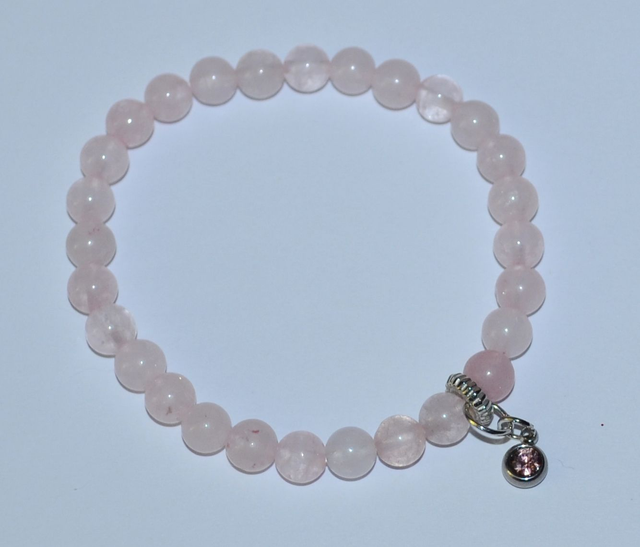 B69- Bracelet quartz rose, charm strass