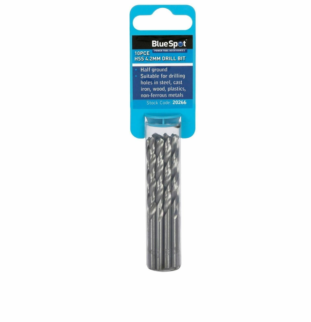 4 5mm BlueSpot HSS Metric Drill Bits 10pk for Steel Wood plastics