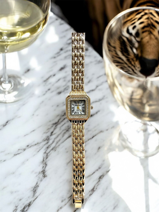 ~Panther~ Γυναικείο Τετράγωνο Ρολόι Με Zircon