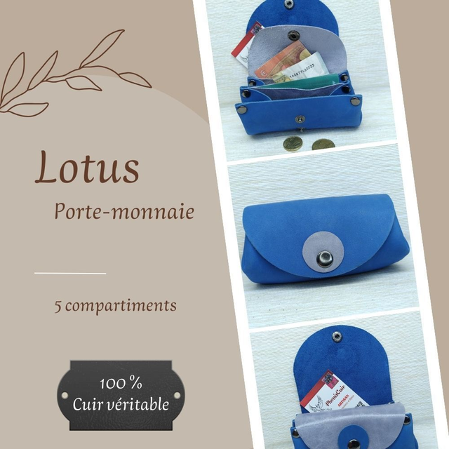 LOTUS Porte monnaie et Carte - Bleu électrique