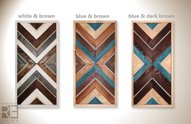 Geometryczna Mozaika z Drewna – 3 Warianty Kolorystyczne