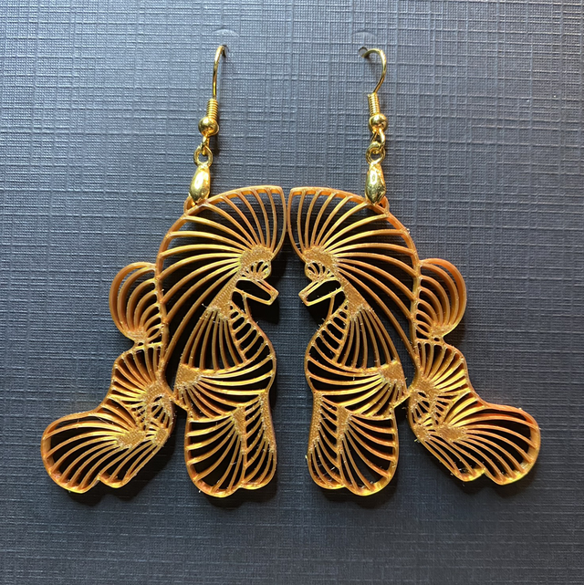 3D - Earrings Poodle Puppy Bronze