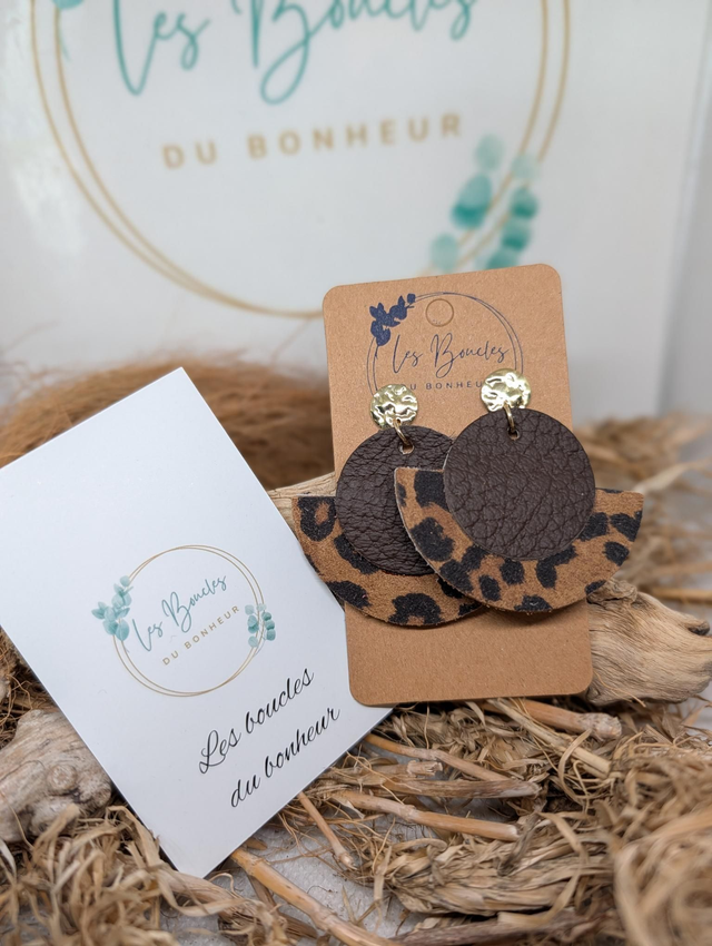 Boucles d'oreilles Dona léopard marron do062