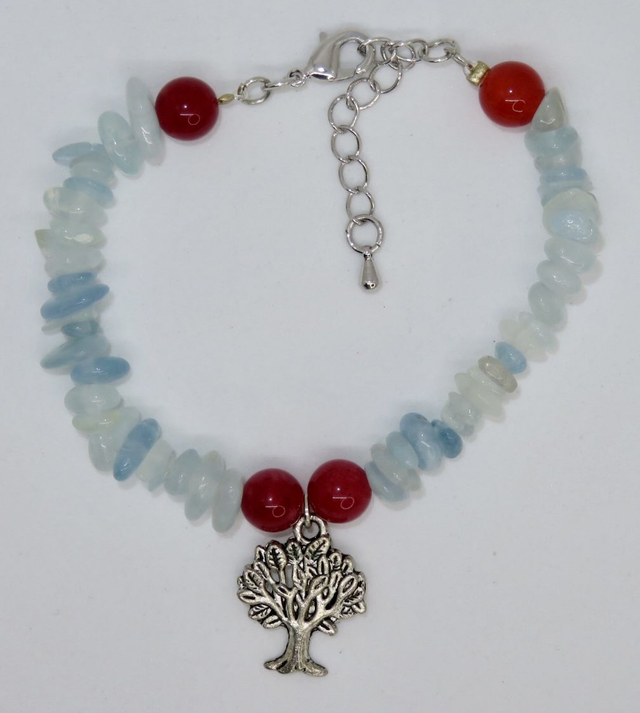 Bracelet en Aigue-marine sur fermoir