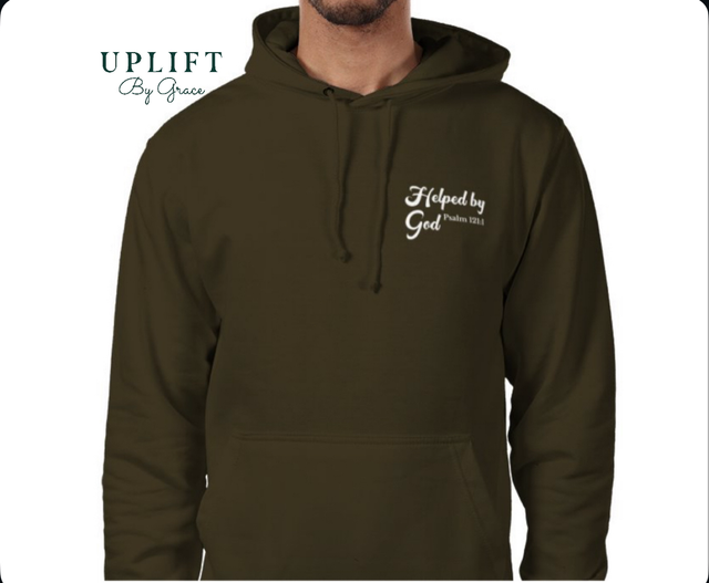 Helped By God Hoodie — Olive