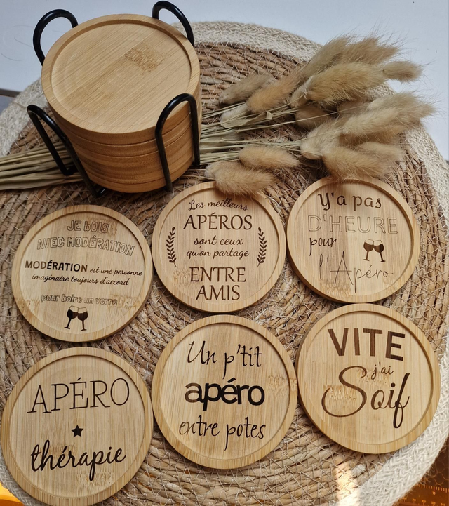 6 dessous de verre avec socle de rangement 