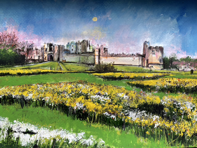 Print- Alnwick Castle- Daffodil Dawn