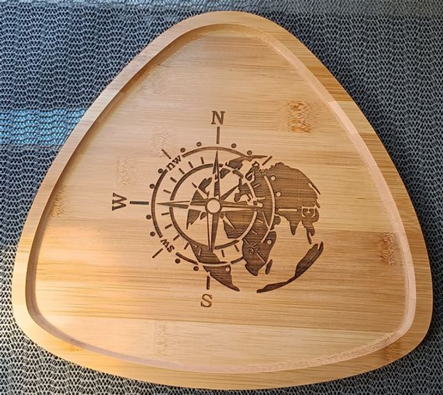 Plateau décoratif en bambou, ovale - Rose des vents