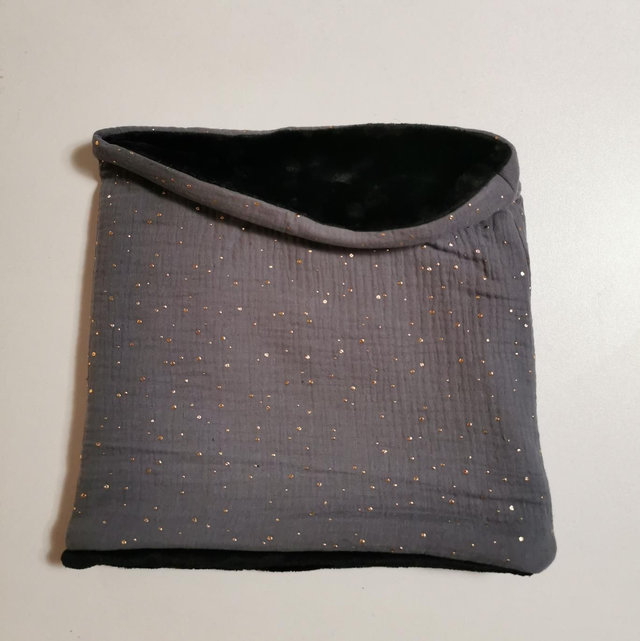 Snood enfant Pois dorés gris 