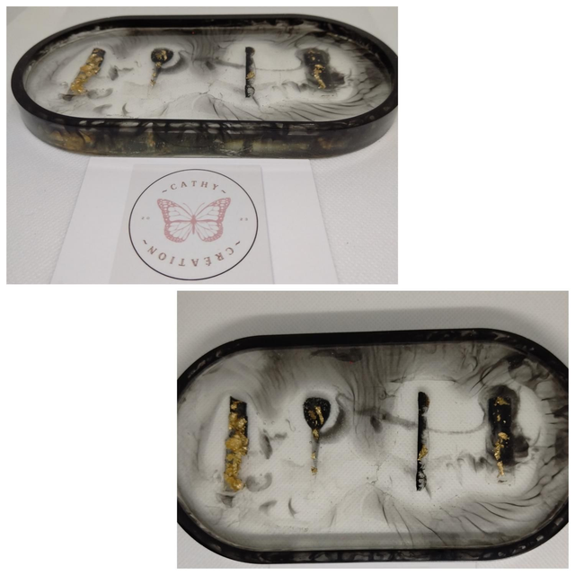 Vide poche noir avec inclusion de petits accessoires de maquillage 