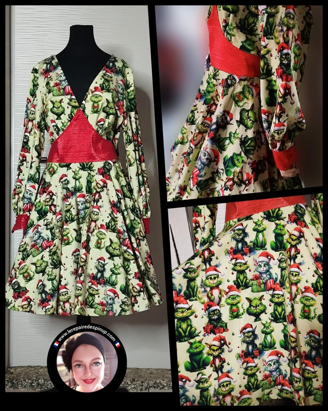 Robe Lysa Green Cats Christmas Grinch T42/48