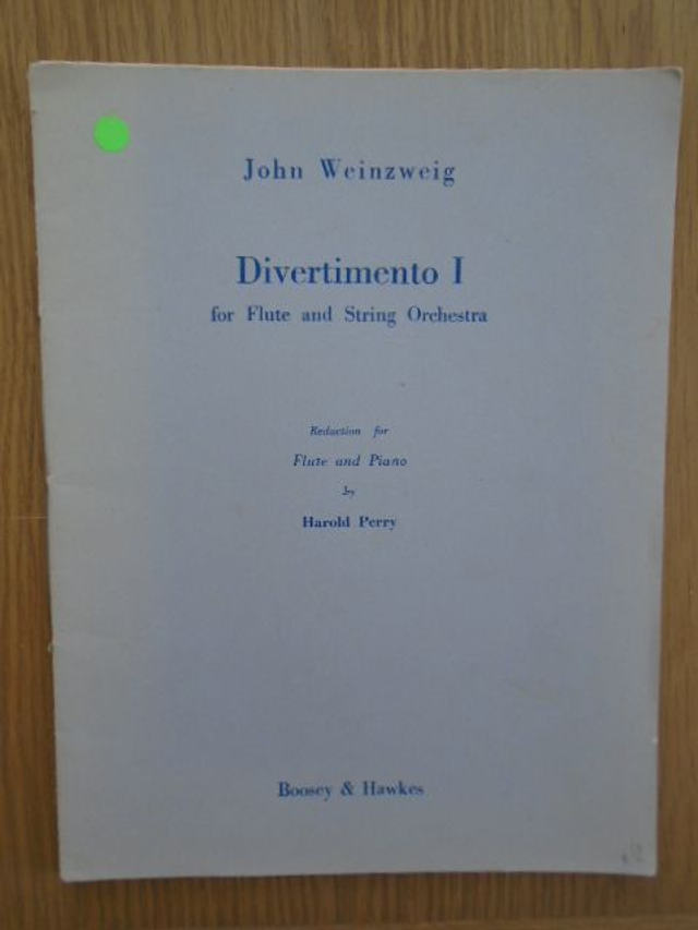 John Weinzweig Divertimento 1 for Flute and String Orchestra Sheet Music