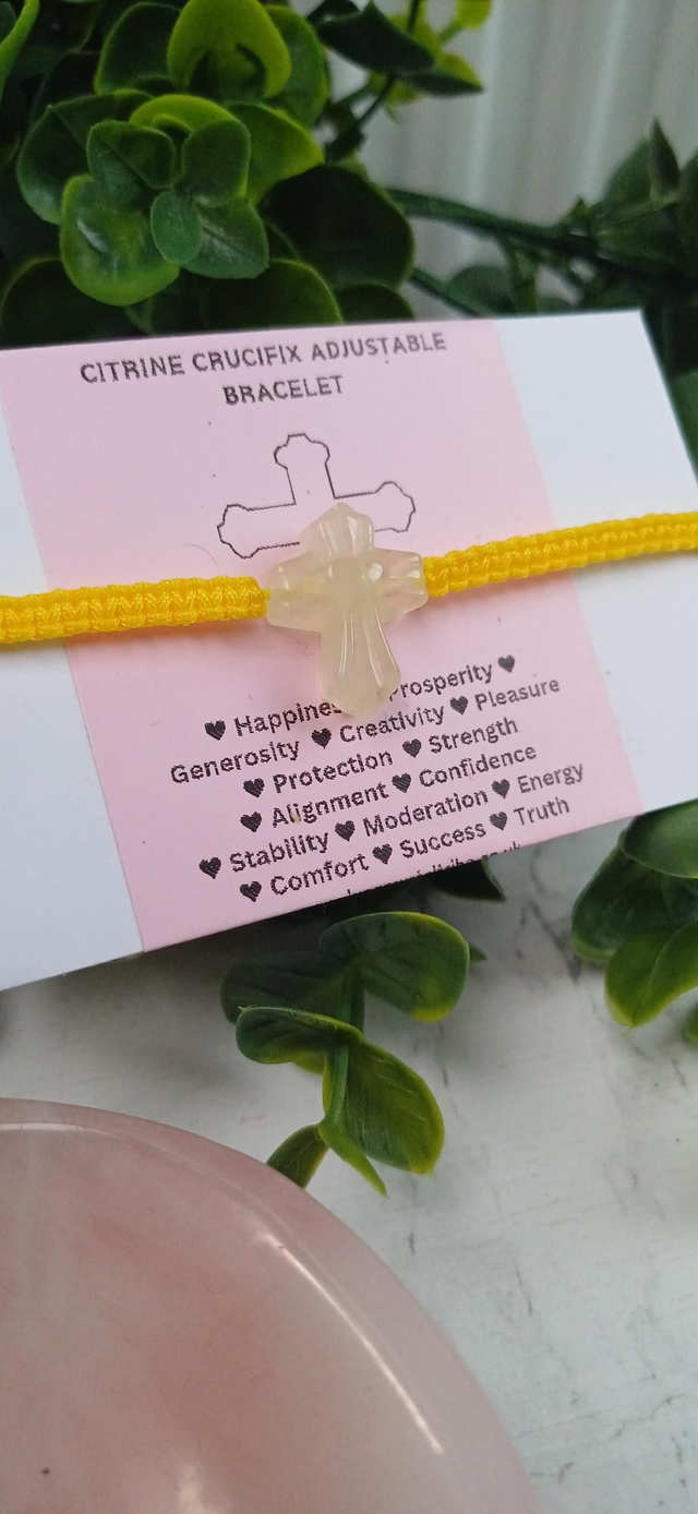 Citrine Cross Adjustable Bracelet 