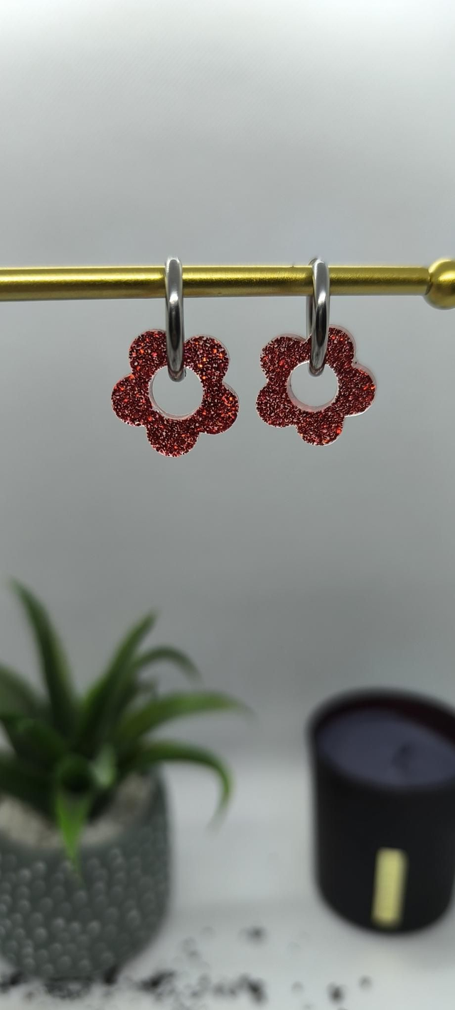 Pampilles interchangeables rouge pailletté 