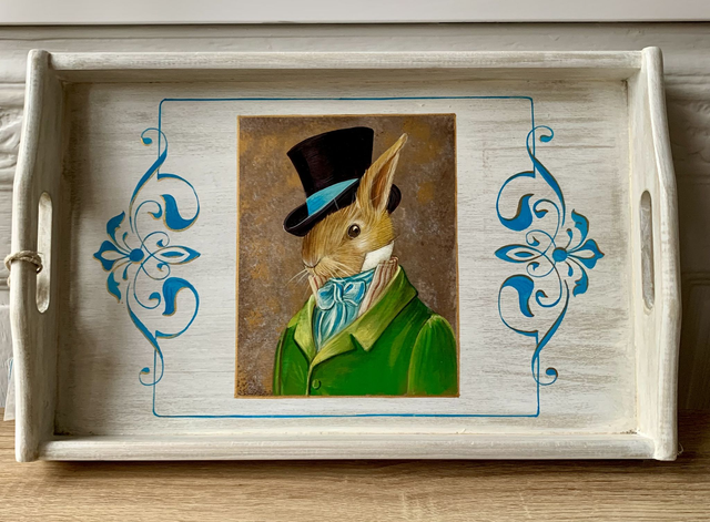 Plateau "Lapin veste verte"