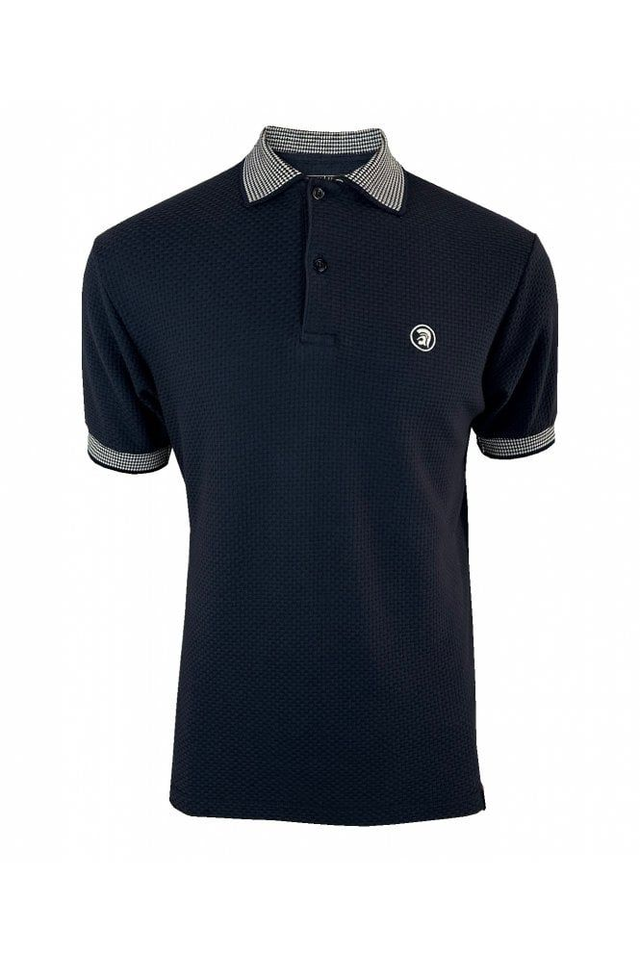 Trojan TR-8870 Basket Weave Polo with Jacquard Collar &amp; Cuffs - Navy