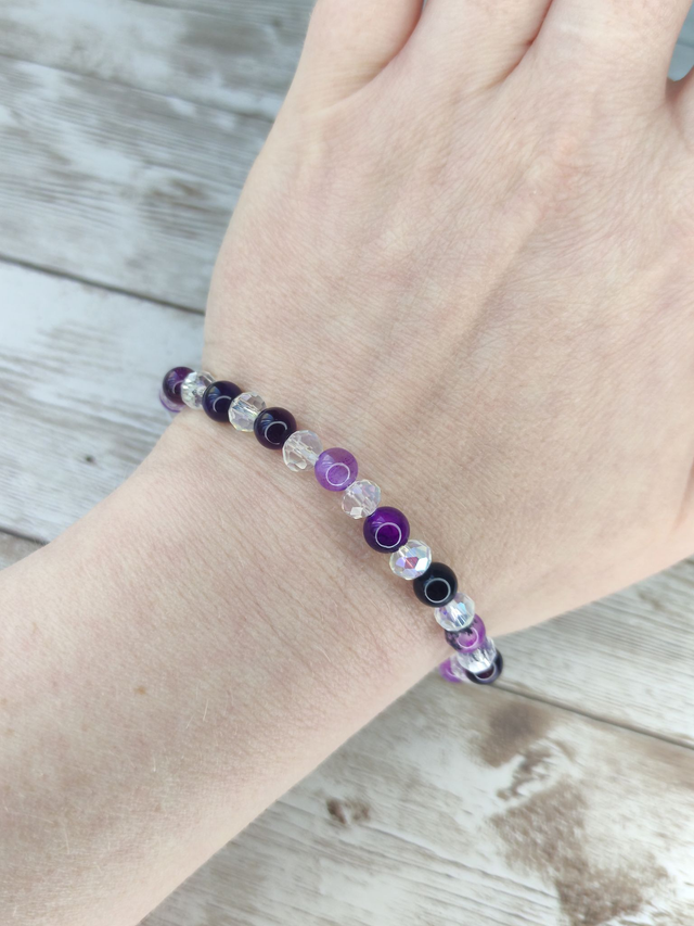 Bracelet &quot;Agate violette et cristal&quot;