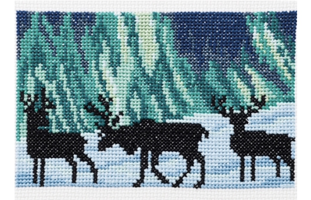 Permin Reindeer in Northern Lights Counted Cross Stitch Kit
