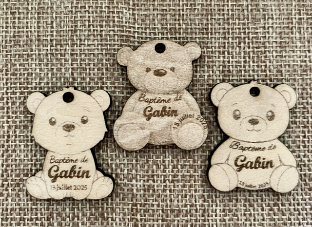 Etiquettes bois ourson