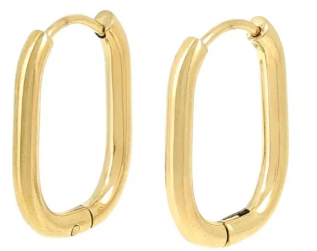 Créoles ovales 21 mm x 15 mm -Acier inoxydable doré