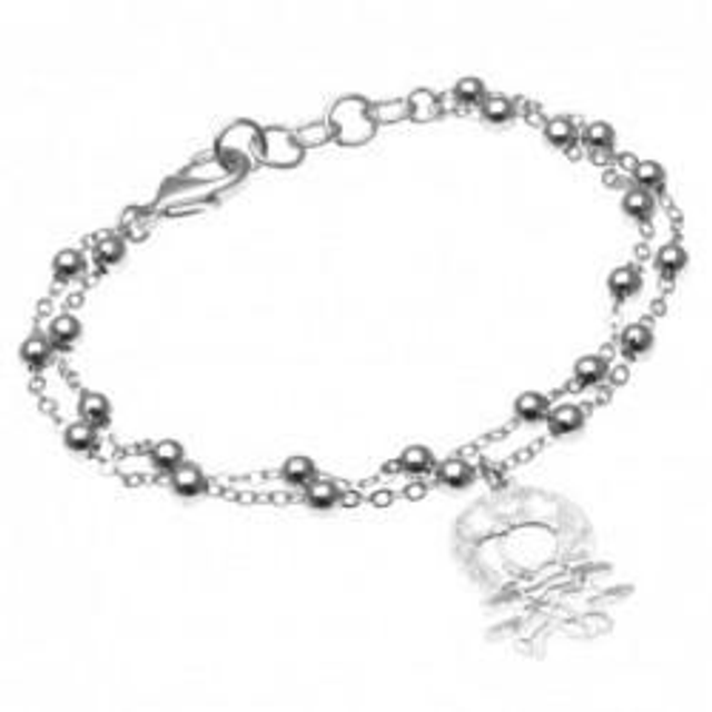 Bracciale donna in bronzo bianco con charm fidanzati e bacio