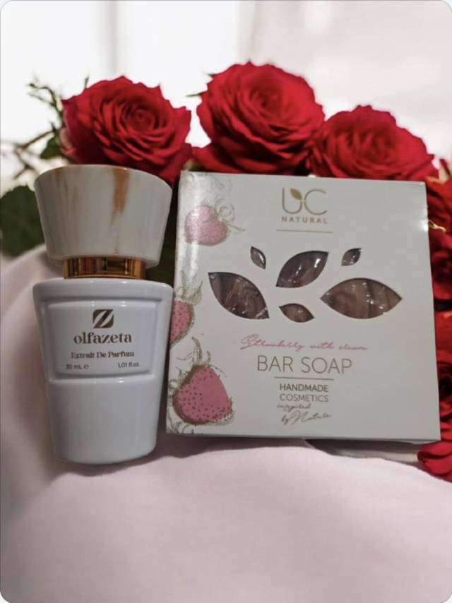 Coffret Duo " Savon a la crême de Fraise et parfum Numéro 120