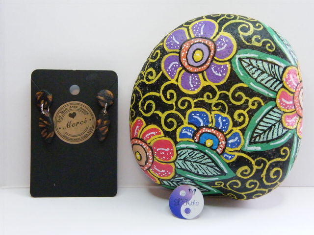 Rond/Pétale Noir/Marron/Doré