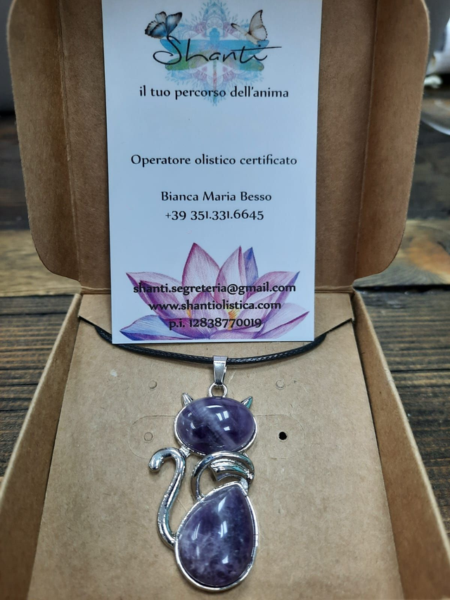 Amuleto donna serie "gattini" ametista