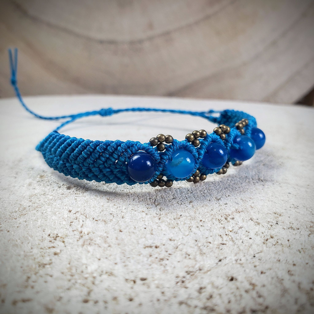 Bracelet large - Agate bleue