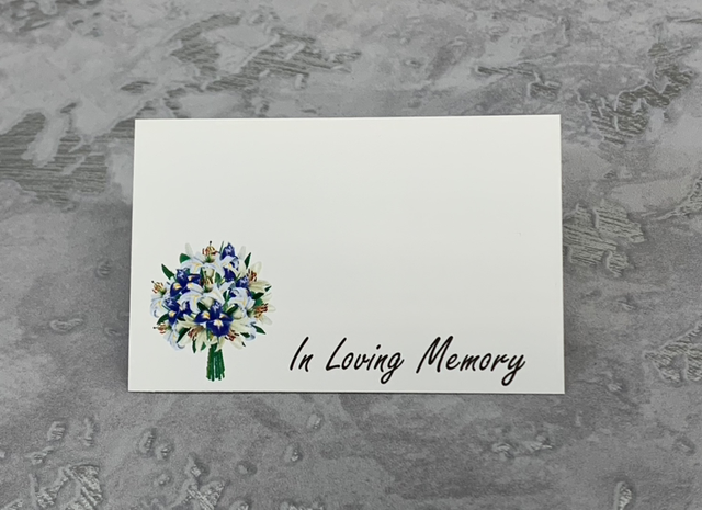 In loving memory cards - blue flowers 