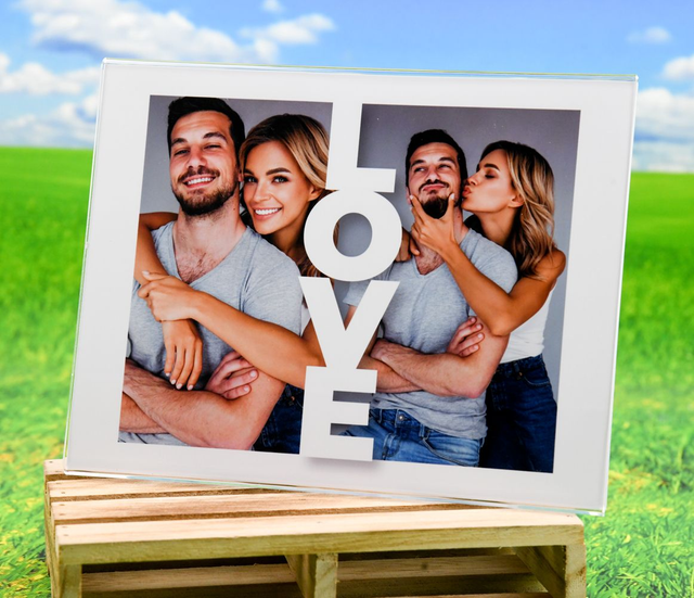 Cornice in plexiglas love collage puoi inserire 2 foto 