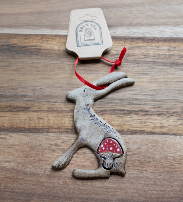 Hanging Hare Adornment - Red Mushroom