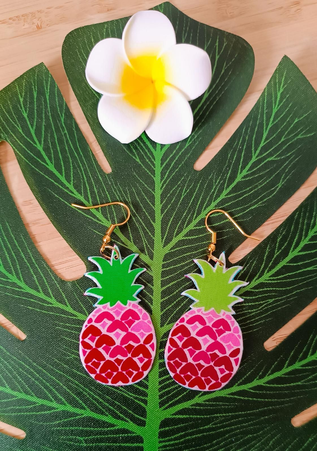 Boucles d'oreilles ananas roses