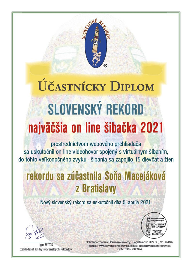 DIPLOM ÚČASTNÍCKY - personalizovaný, vytlačený s menom účastníka 