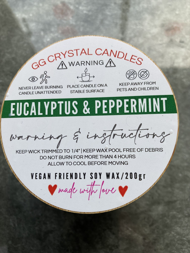 EUCALYPTUS &amp; PEPPERMINT SOY WAX CANDLE