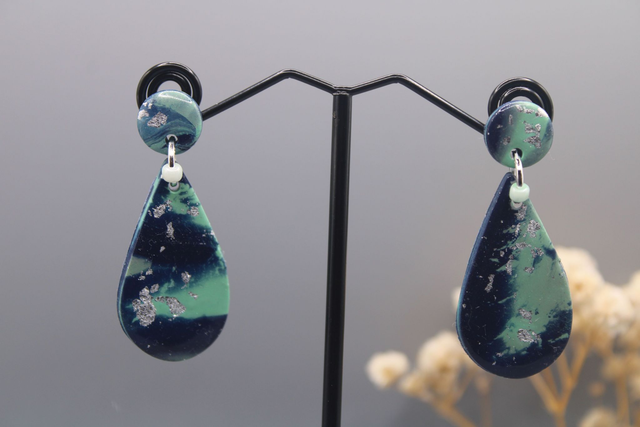 waterdroplet︱navy, turquoise + metallic silver