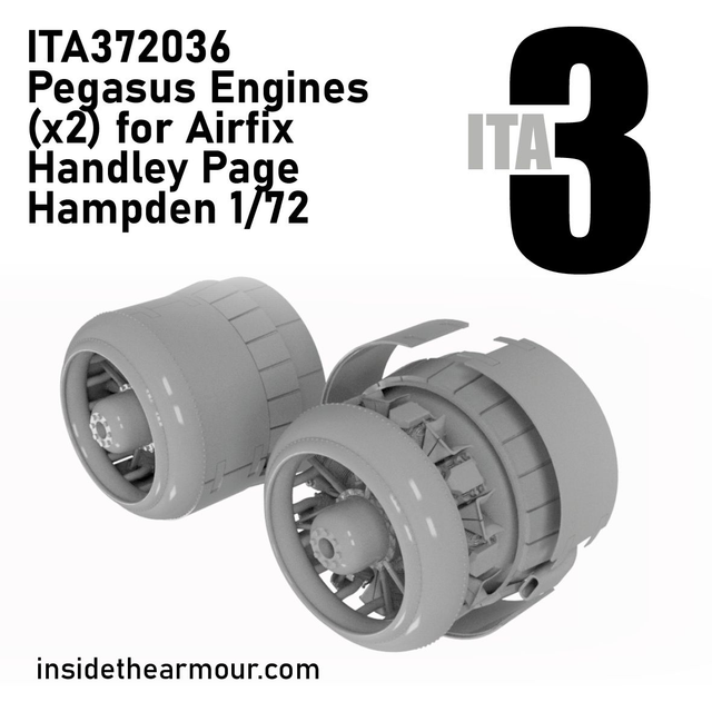 ITA3 - ITA372036 Pegasus Engines (2) with Cowls for 1/72 Airfix