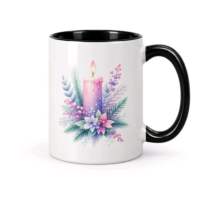 βπ Pastel Christmas Ceramic Mug with Black Handle | Festive Holiday Coffee Cup & Secret Santa Gift