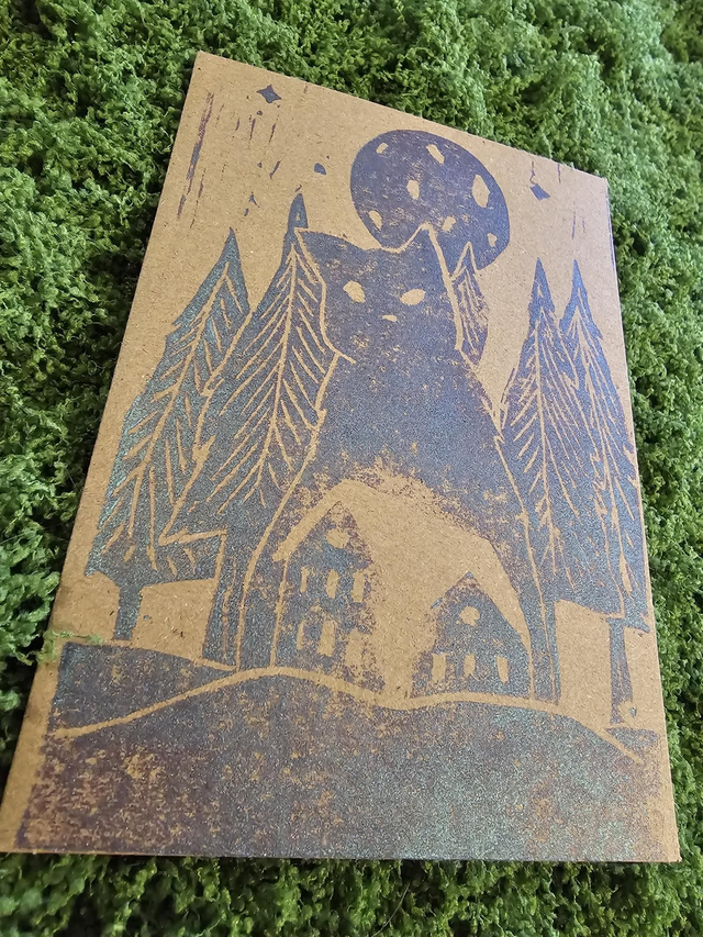 Yule cat violet/bleu carte postale 