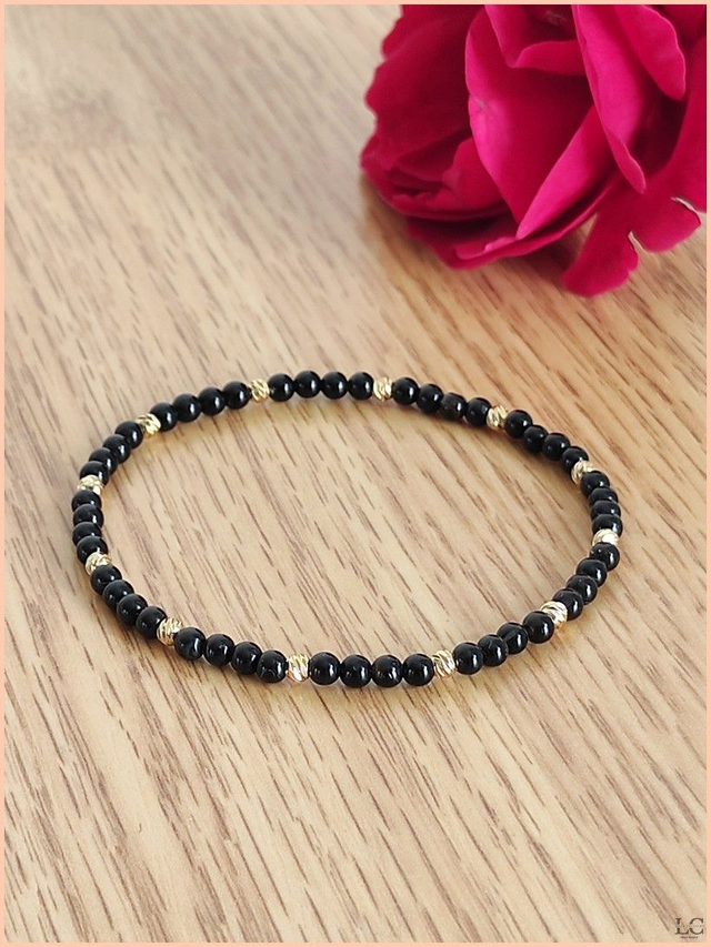 3. Bracelet, pierre naturelle - Agate noire